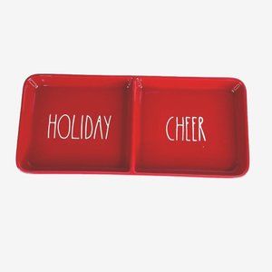 Rae Dunn Holiday Cheer Christmas Tray Divided Red Artisan Collection Magenta